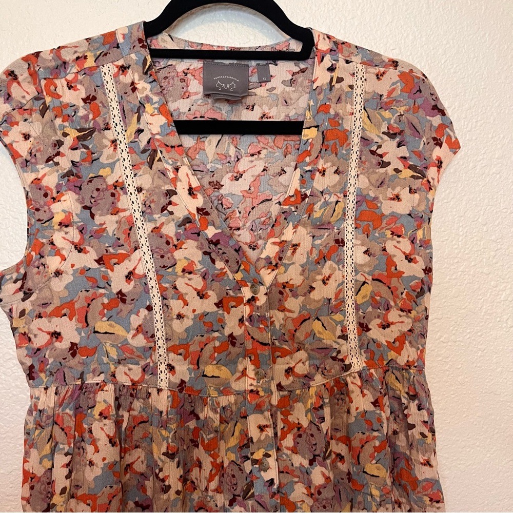 Vanessa Virginia Anthropologie Floral Print Women's Top Size XS - Picture 3 of 7